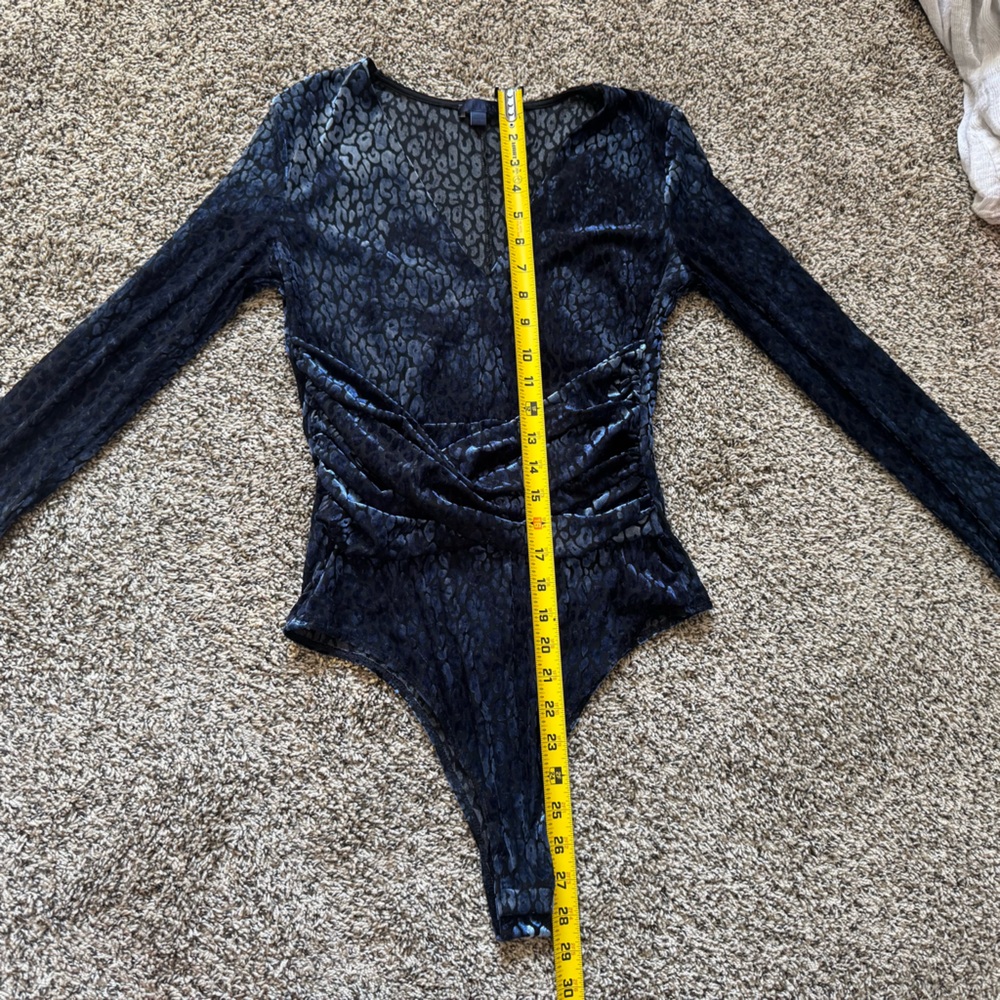 Guess Belinda Animal Print Velvet Long Sleeve Bodysuit - Picture 10 of 13